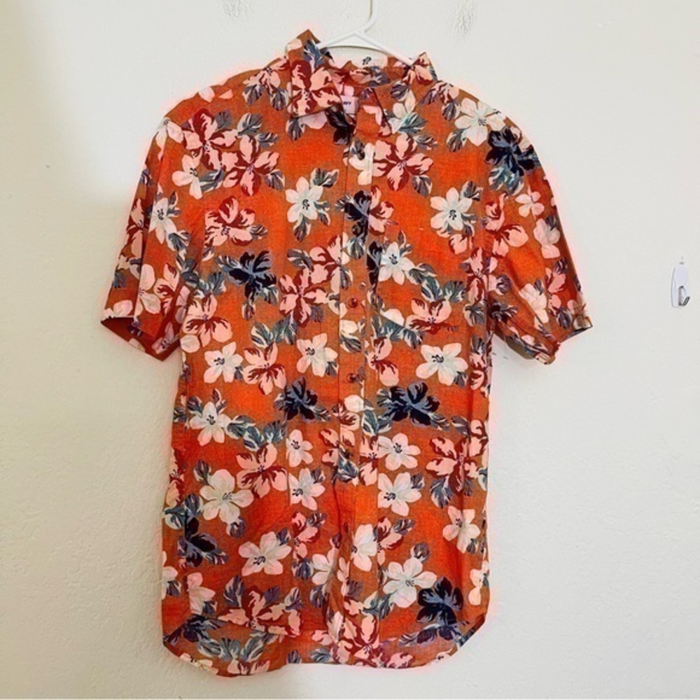 Old Navy The Classic Shirt Slim Fit Built-in-Flex Hawaiian Print Medium